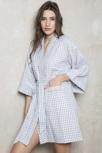 Mini Chess Check Cotton Lawn Kimono Wrap